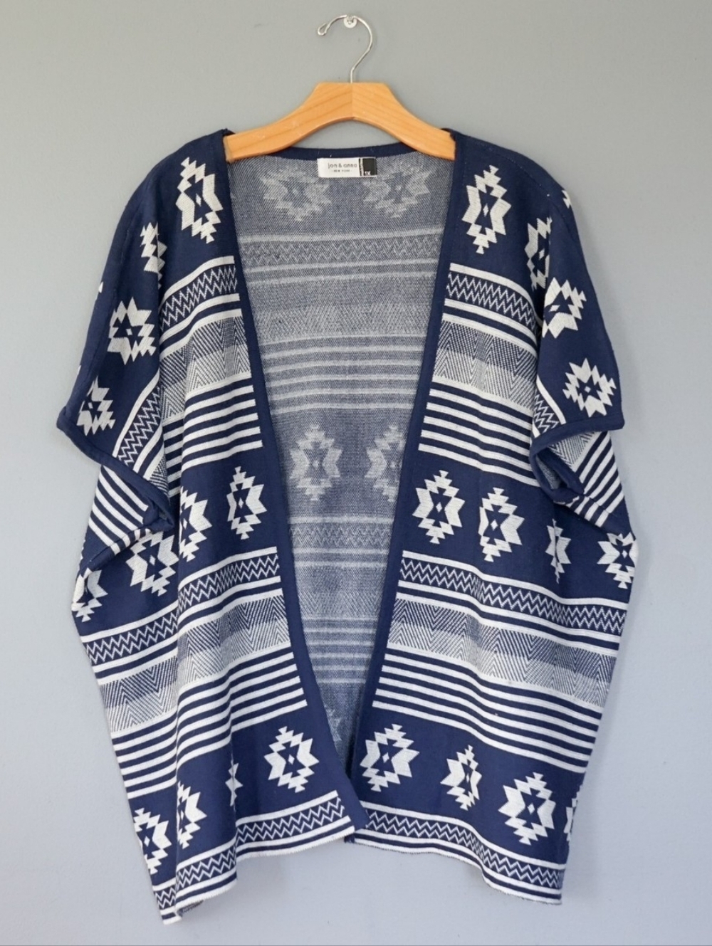 JON & ANNA Open Front Kimono Cardigan Sweater 1X Western Aztec Coastal Cowgirl